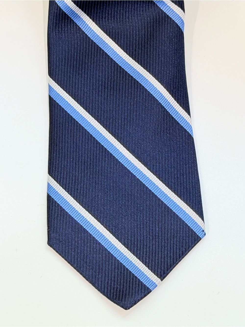 Tom James Navy Blue Stripe Silk Tie Designer Necktie Classic Business Luxury Men
